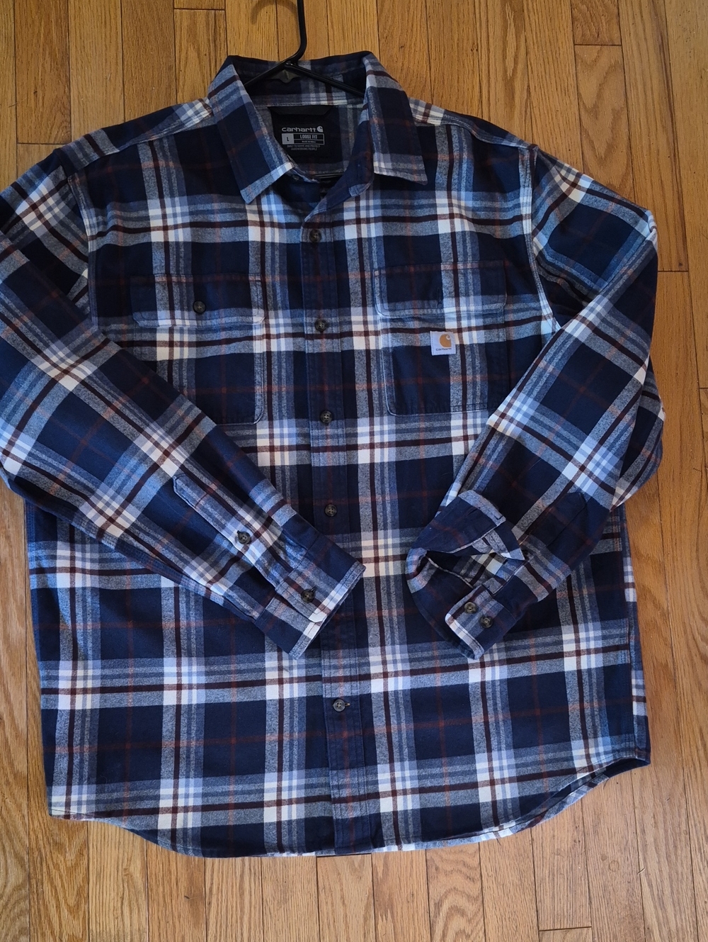 Carhartt Rugged Flex Hamilton Hea Men’s Navy Plaid Long-Sleeve Button-Down Shirt